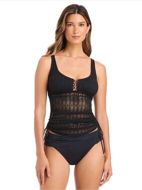 Bleu Rod Beattie Black Sun-kissed Crochet Bikini Top!  NWT!  Sizes 4, 6, 10!